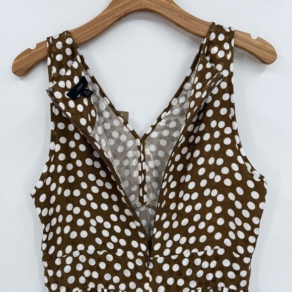 J. Crew Princess Cut Peplum Jacquard Dot Sleeveless Top Romantic Pecan Ivory 6 - Picture 12 of 12